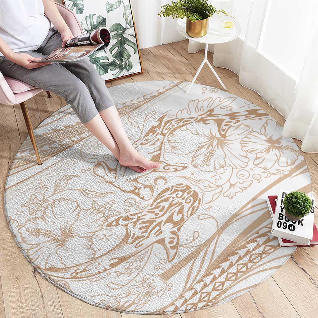 Sharks Couple Dreamy Polynesians Floral Sea Round Carpet Hazel LT7 - Polynesian Pride