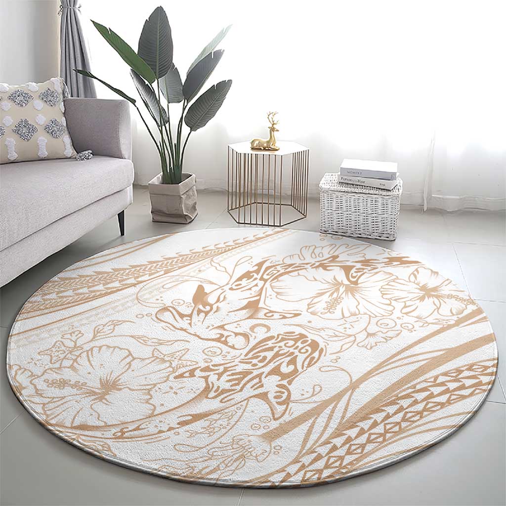 Sharks Couple Dreamy Polynesians Floral Sea Round Carpet Hazel LT7 - Polynesian Pride