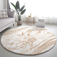 Sharks Couple Dreamy Polynesians Floral Sea Round Carpet Hazel LT7 - Polynesian Pride