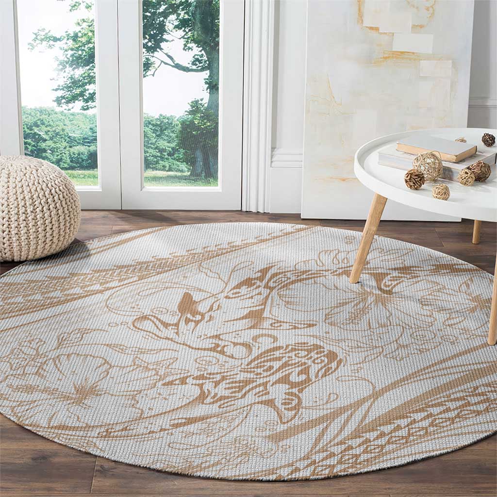 Sharks Couple Dreamy Polynesians Floral Sea Round Carpet Hazel LT7 - Polynesian Pride