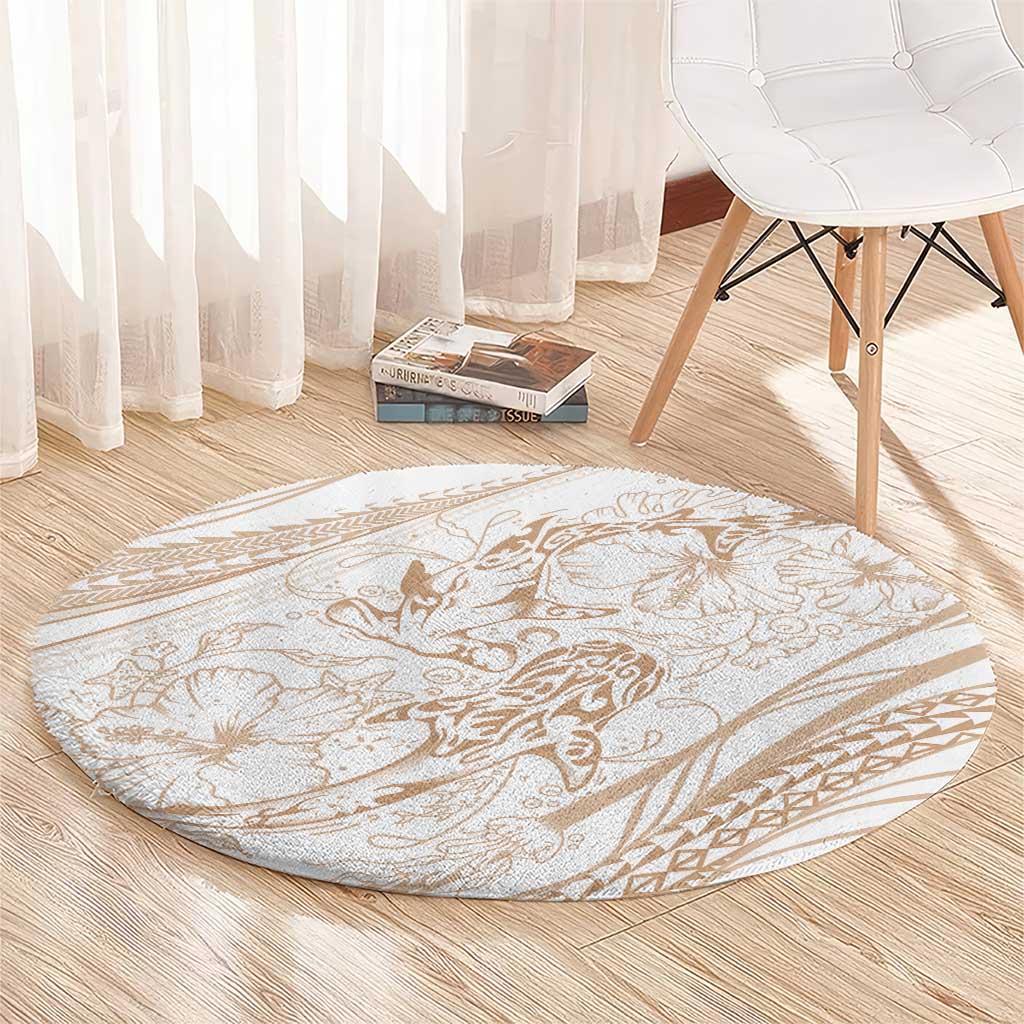 Sharks Couple Dreamy Polynesians Floral Sea Round Carpet Hazel LT7 - Polynesian Pride