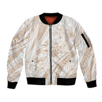 Sharks Couple Dreamy Polynesians Floral Sea Sleeve Zip Bomber Jacket Hazel LT7 Unisex Hazel - Polynesian Pride