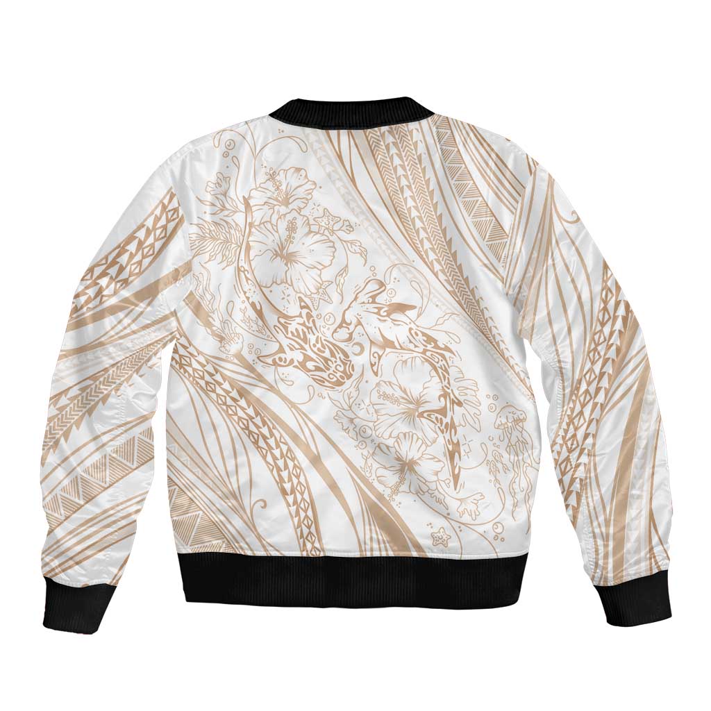 Sharks Couple Dreamy Polynesians Floral Sea Sleeve Zip Bomber Jacket Hazel LT7 - Polynesian Pride