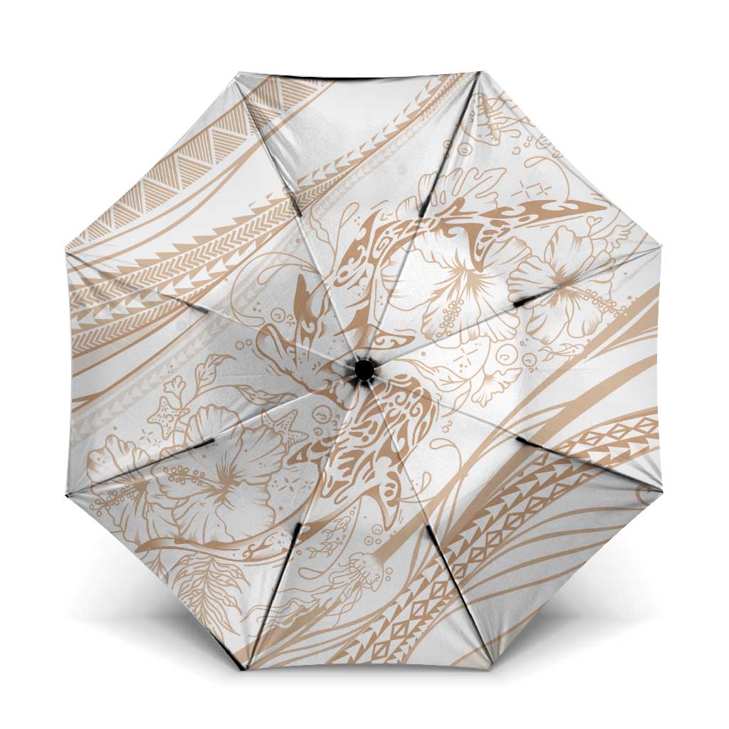 Sharks Couple Dreamy Polynesians Floral Sea Umbrella Hazel LT7 One Size Folded 11.42 inch Opened Diameter 37.4 inch Hazel - Polynesian Pride