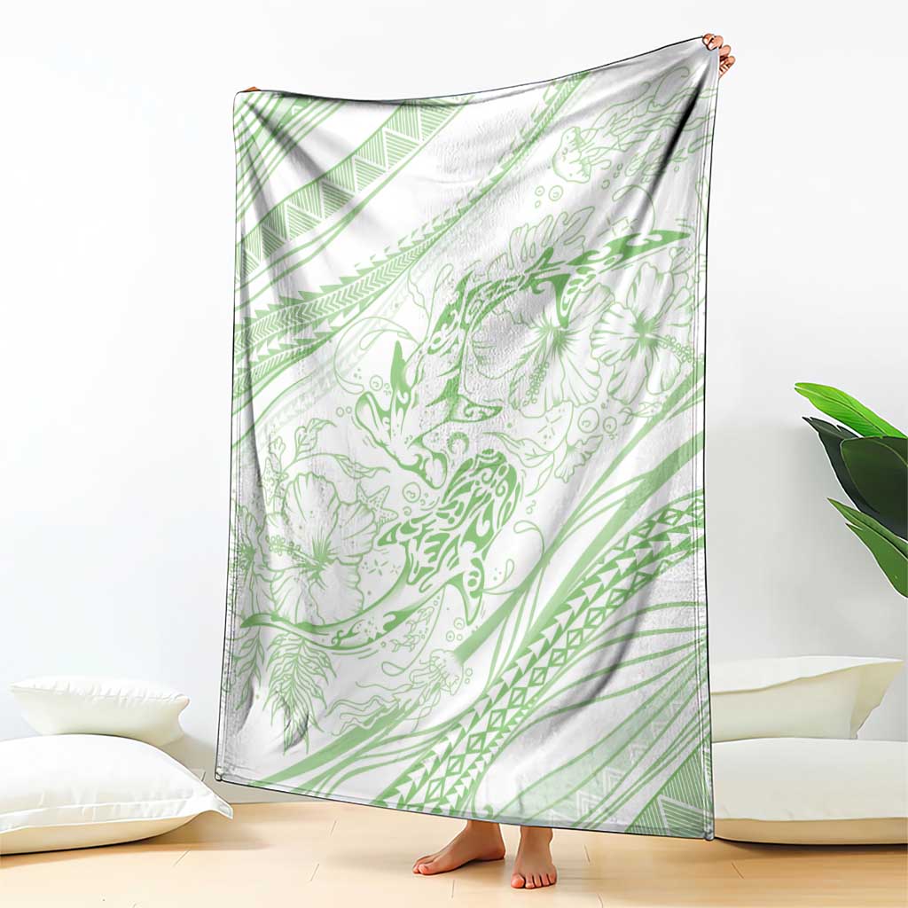 Sharks Couple Dreamy Polynesians Floral Sea Blanket Emerald LT7 - Polynesian Pride