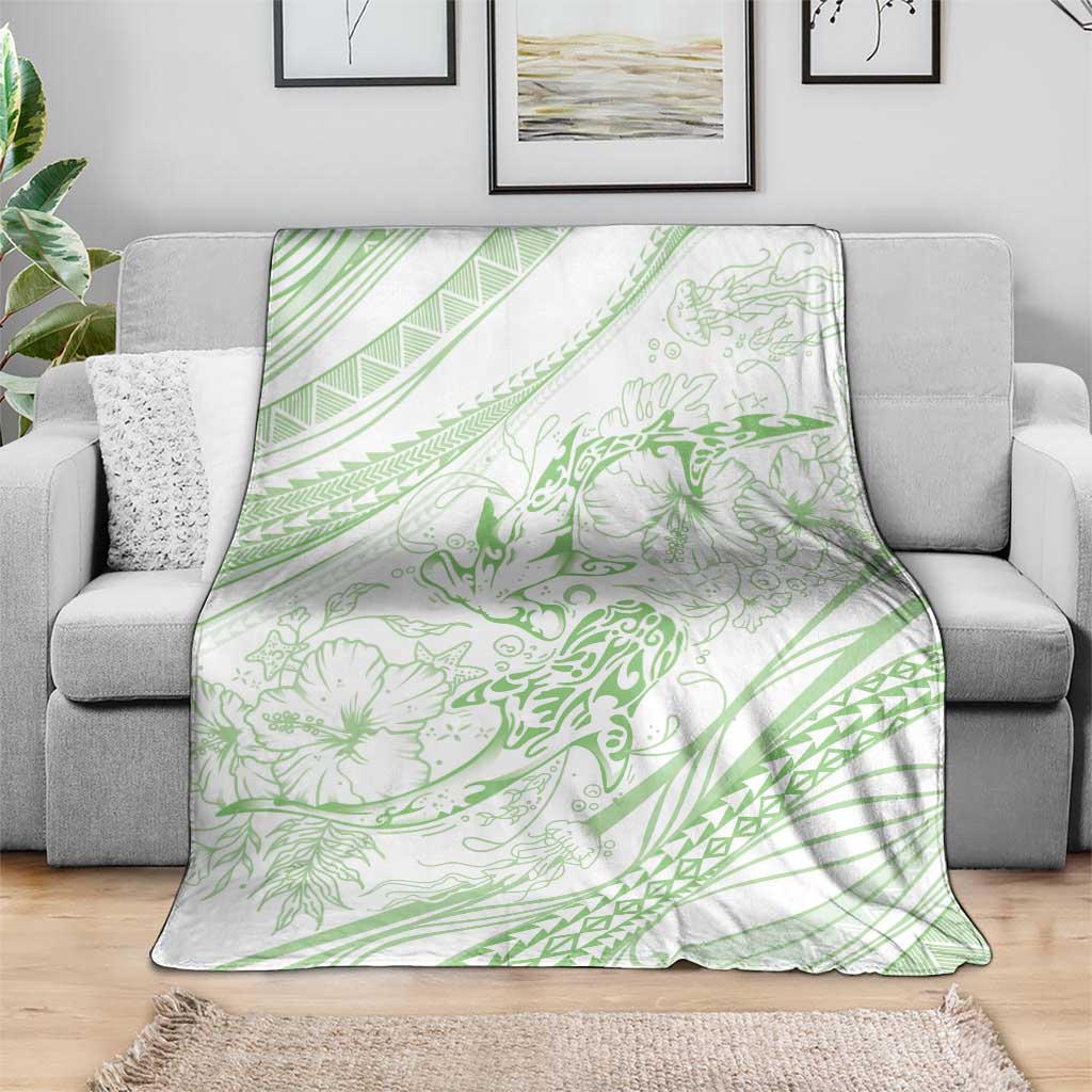 Sharks Couple Dreamy Polynesians Floral Sea Blanket Emerald LT7 - Polynesian Pride