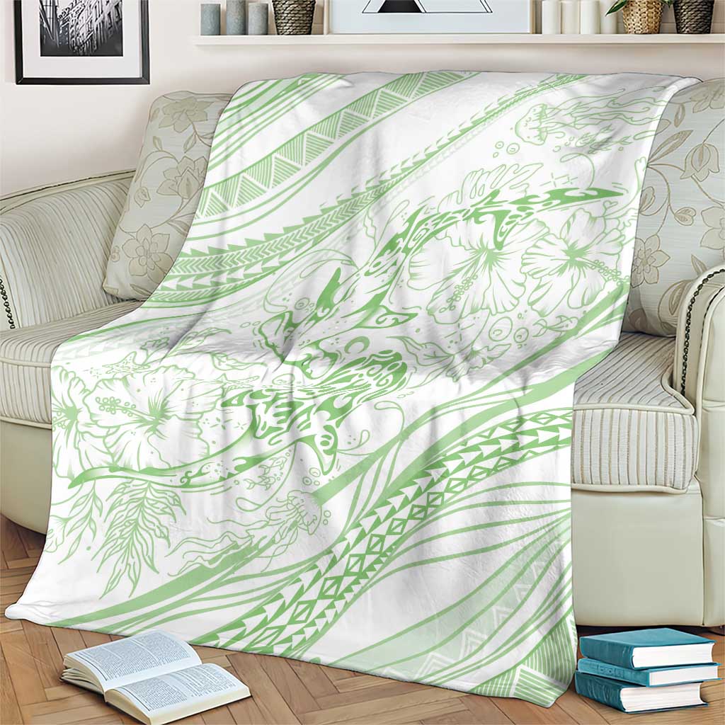 Sharks Couple Dreamy Polynesians Floral Sea Blanket Emerald LT7 - Polynesian Pride