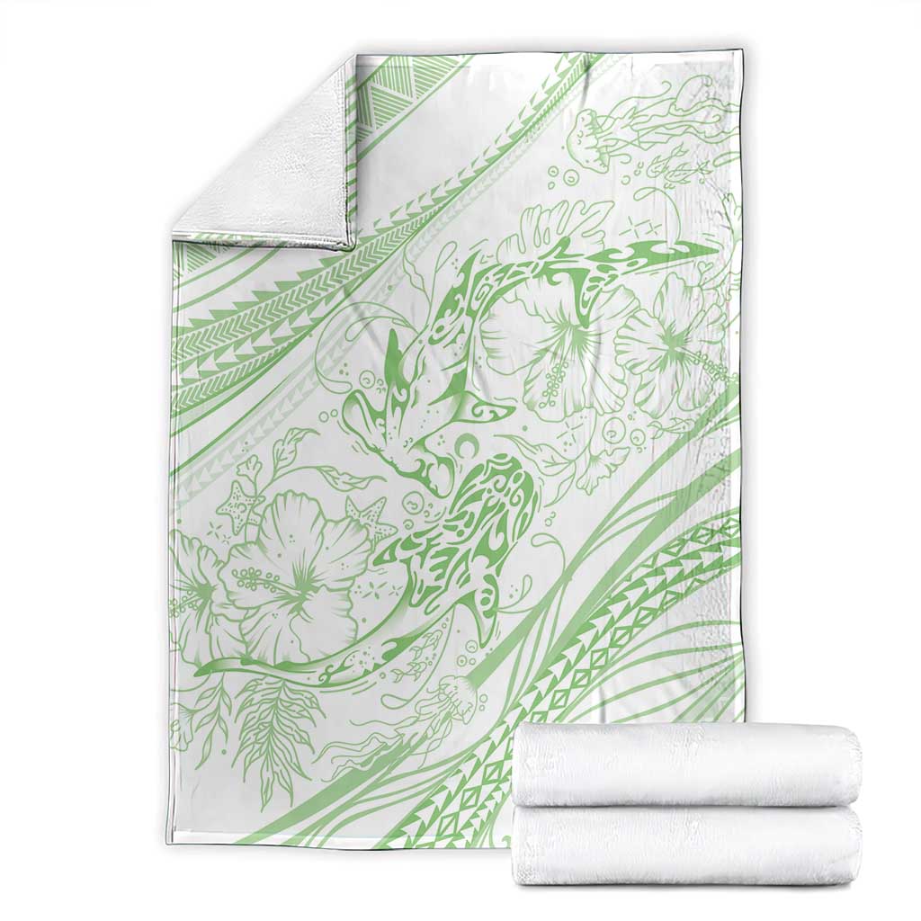 Sharks Couple Dreamy Polynesians Floral Sea Blanket Emerald LT7 - Polynesian Pride