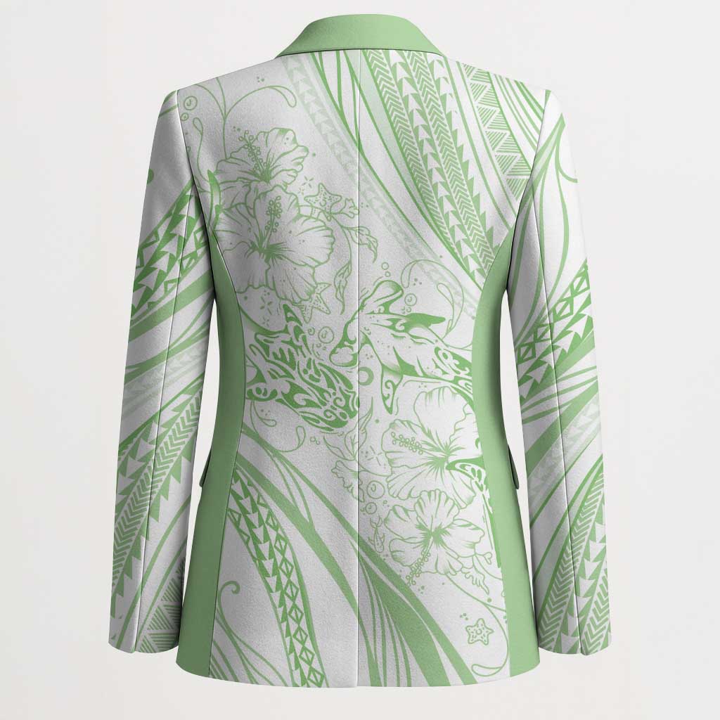 Sharks Couple Dreamy Polynesians Floral Sea Blazer Emerald LT7 - Polynesian Pride