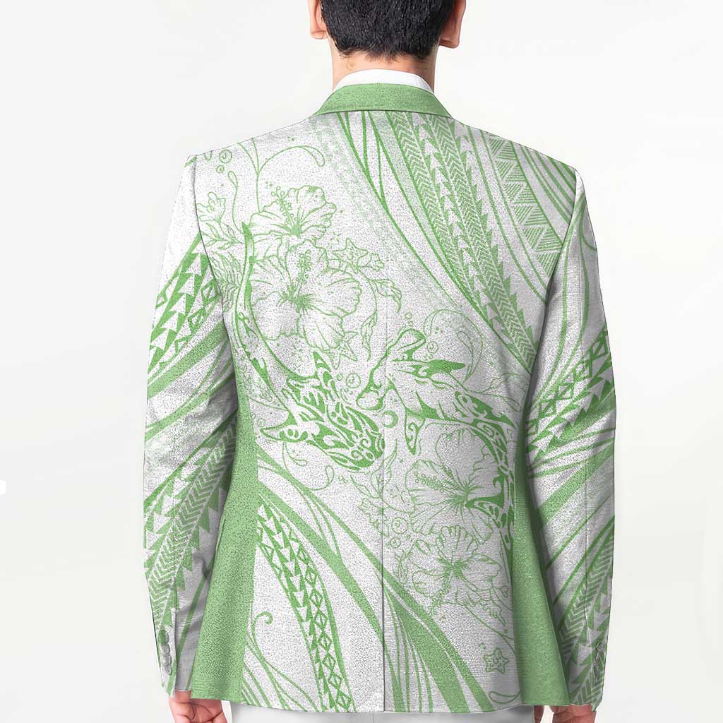 Sharks Couple Dreamy Polynesians Floral Sea Blazer Emerald LT7 - Polynesian Pride
