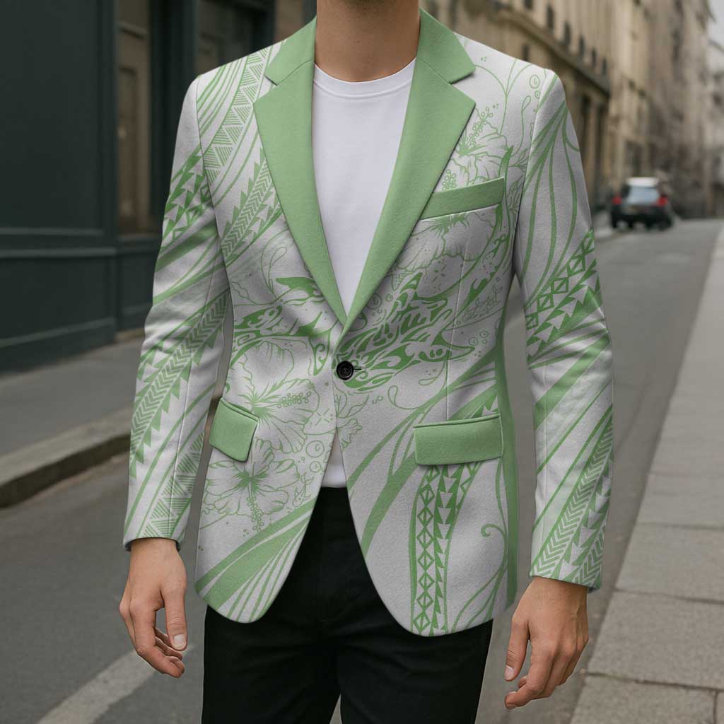 Sharks Couple Dreamy Polynesians Floral Sea Blazer Emerald LT7 - Polynesian Pride