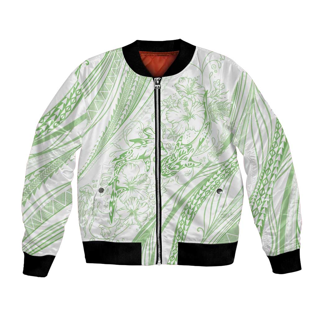 Sharks Couple Dreamy Polynesians Floral Sea Bomber Jacket Emerald LT7 Unisex Emerald - Polynesian Pride