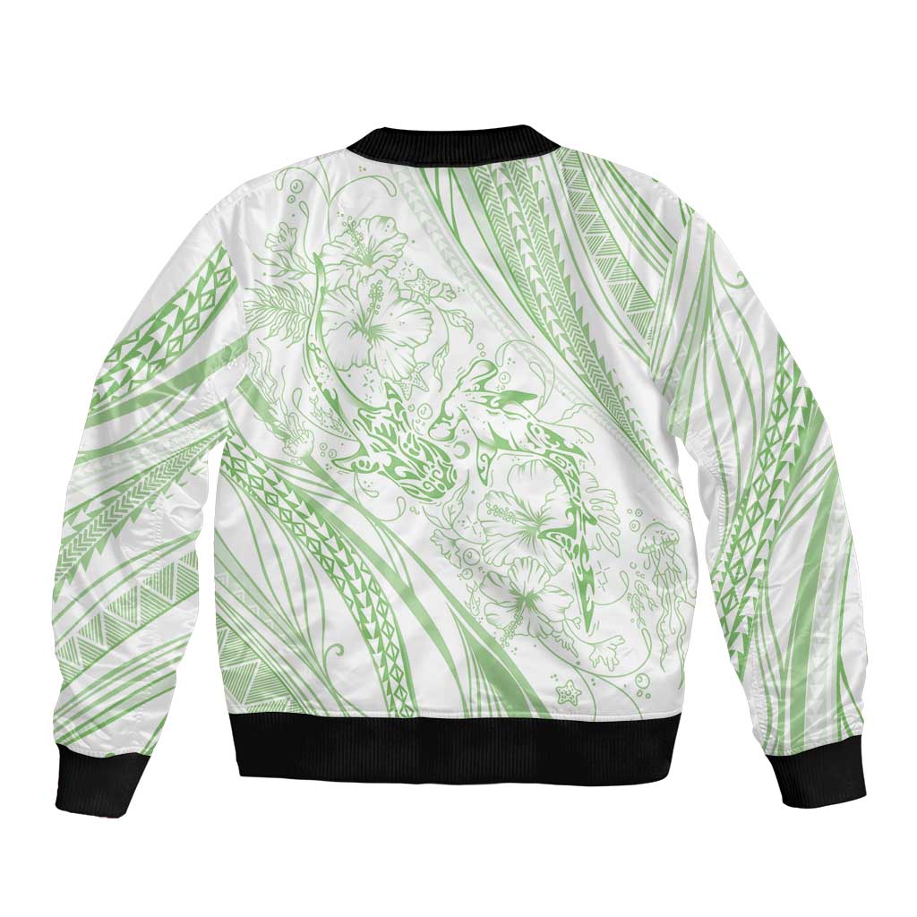 Sharks Couple Dreamy Polynesians Floral Sea Bomber Jacket Emerald LT7 - Polynesian Pride
