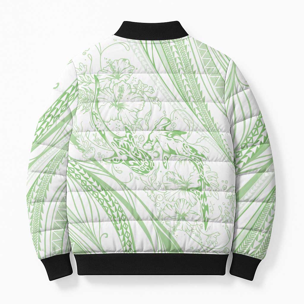 Sharks Couple Dreamy Polynesians Floral Sea Bomber Puffer Jacket Emerald LT7 - Polynesian Pride