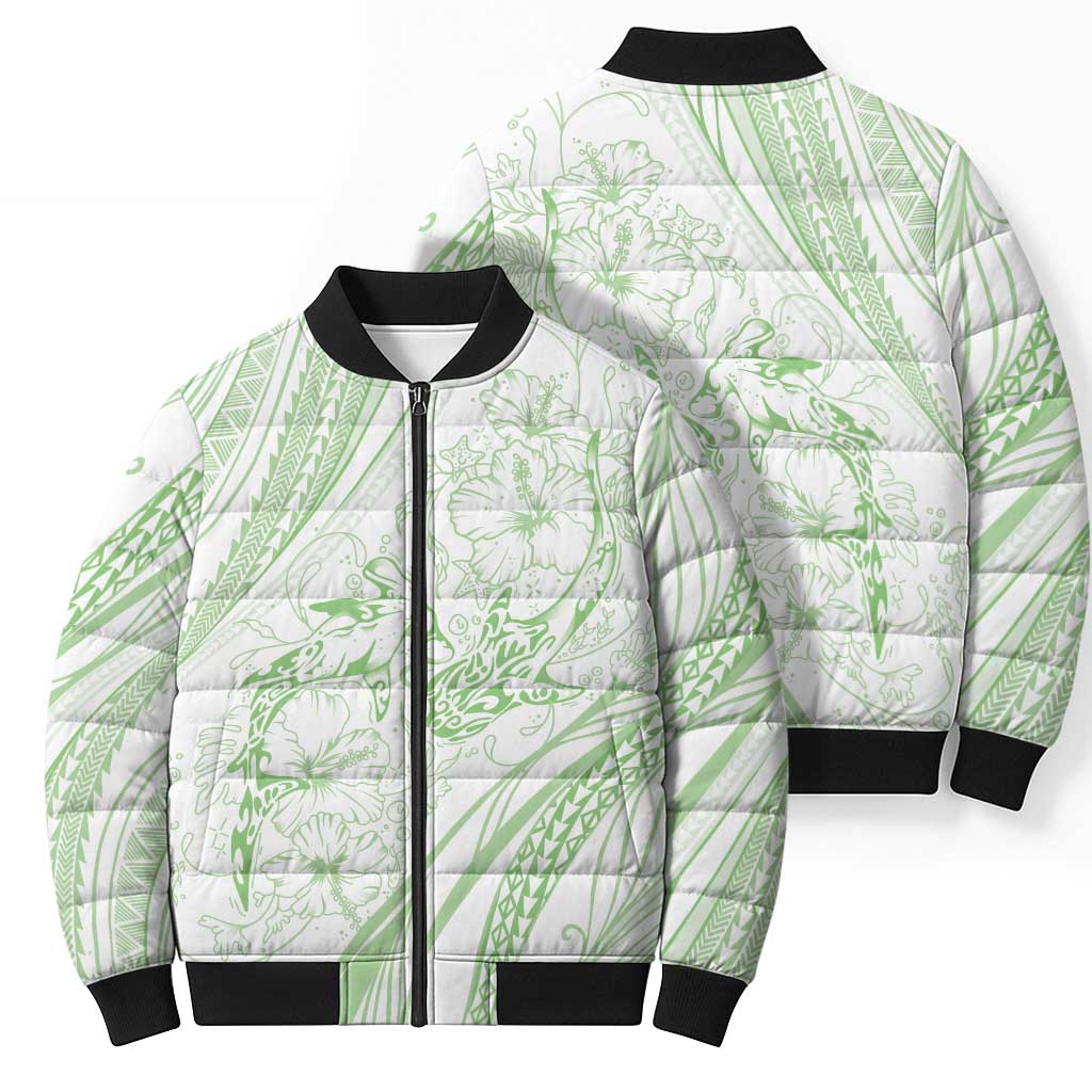 Sharks Couple Dreamy Polynesians Floral Sea Bomber Puffer Jacket Emerald LT7 - Polynesian Pride