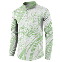 Sharks Couple Dreamy Polynesians Floral Sea Button Sweatshirt Emerald LT7 - Polynesian Pride