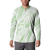 Sharks Couple Dreamy Polynesians Floral Sea Button Sweatshirt Emerald LT7 - Polynesian Pride