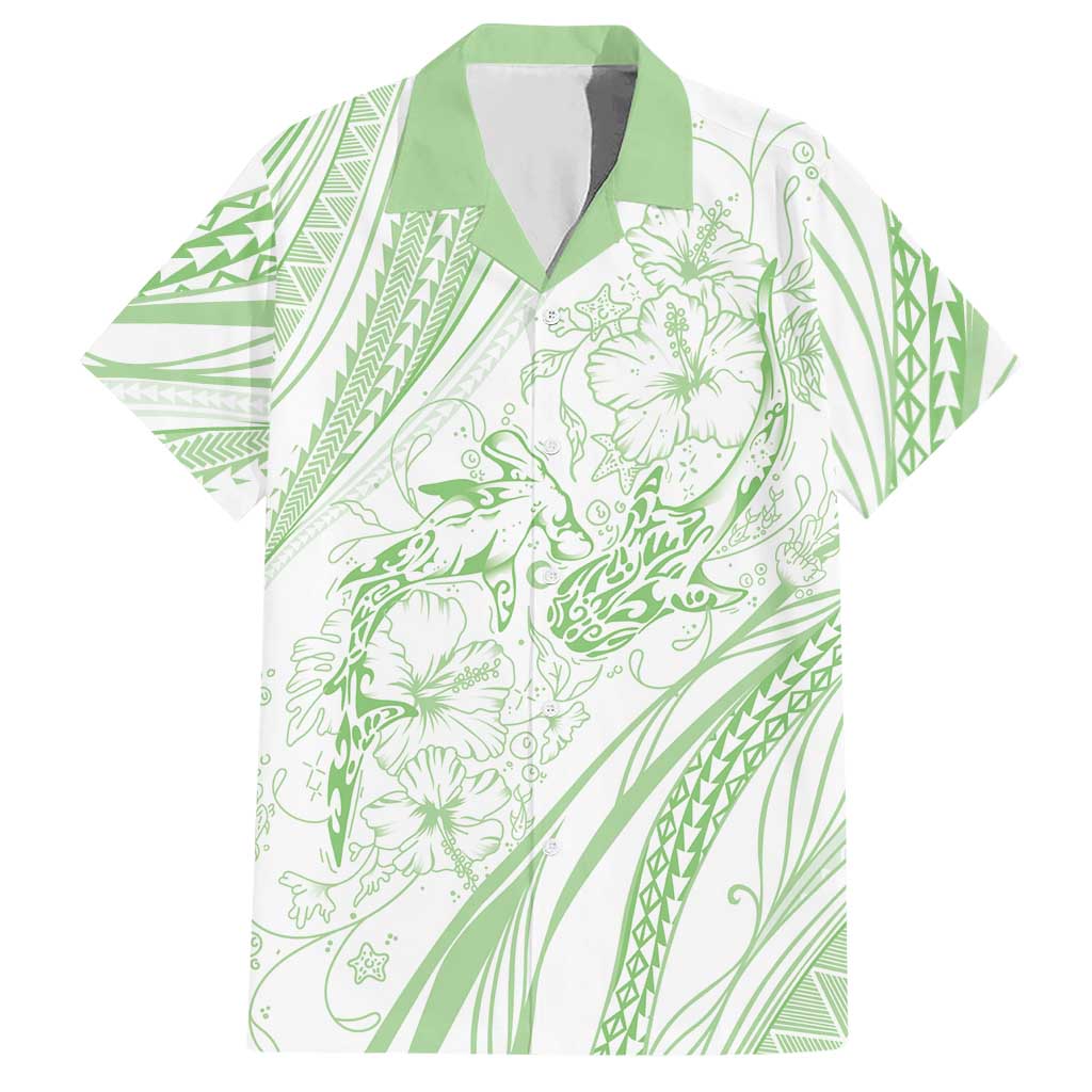 Sharks Couple Dreamy Polynesians Floral Sea Hawaiian Shirt Emerald LT7 Emerald - Polynesian Pride