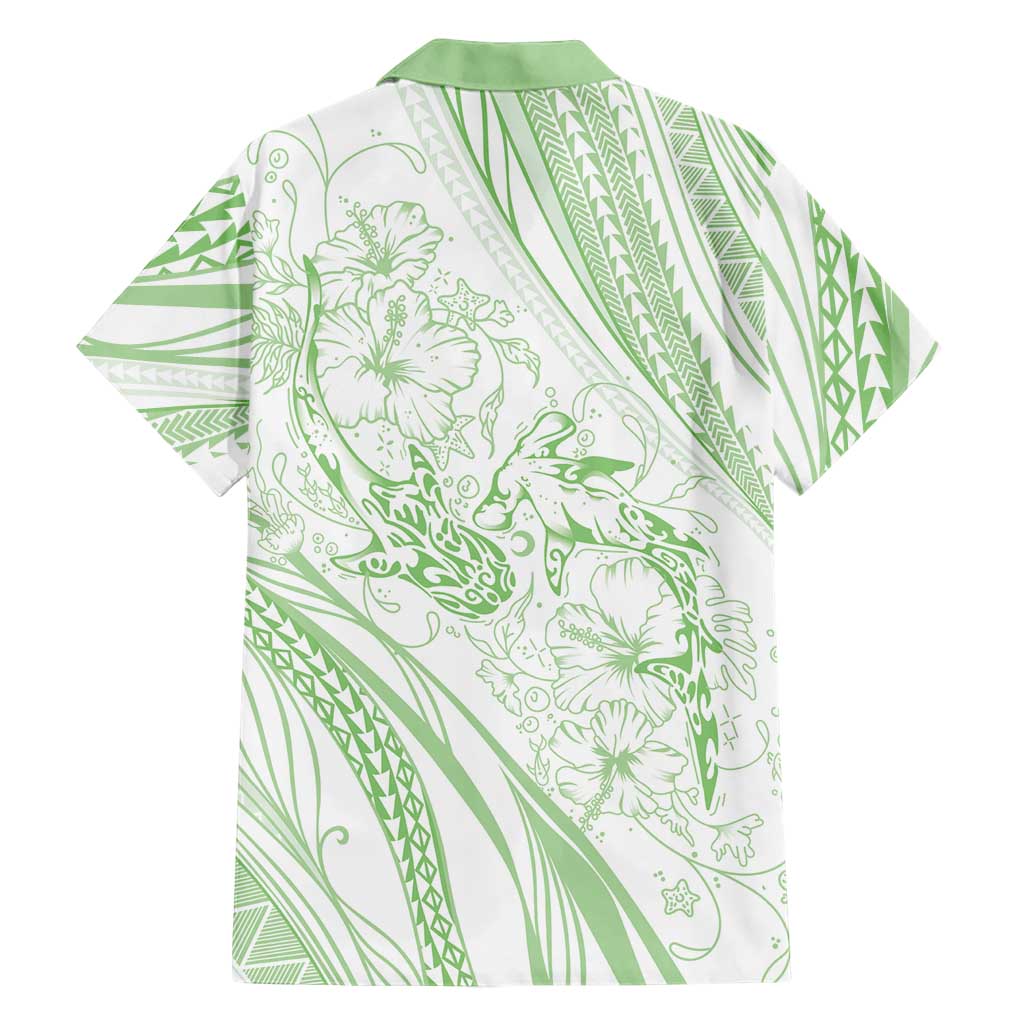 Sharks Couple Dreamy Polynesians Floral Sea Hawaiian Shirt Emerald LT7 - Polynesian Pride