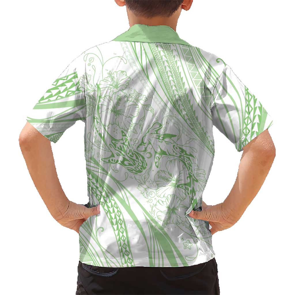 Sharks Couple Dreamy Polynesians Floral Sea Hawaiian Shirt Emerald LT7 - Polynesian Pride