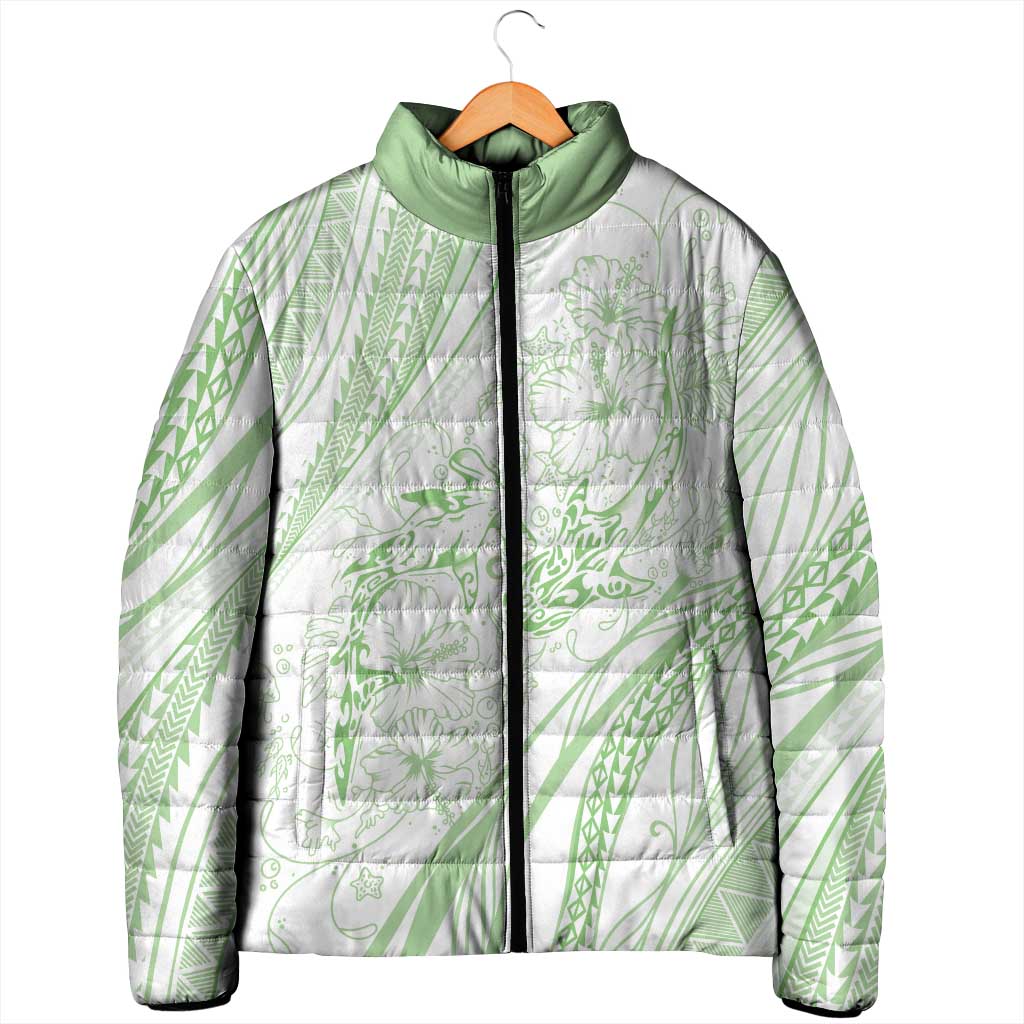 Sharks Couple Dreamy Polynesians Floral Sea Padded Jacket Emerald LT7 - Polynesian Pride