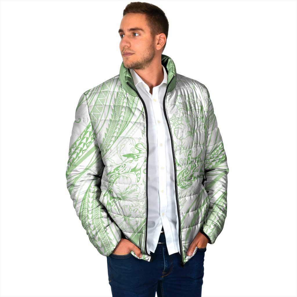 Sharks Couple Dreamy Polynesians Floral Sea Padded Jacket Emerald LT7 - Polynesian Pride