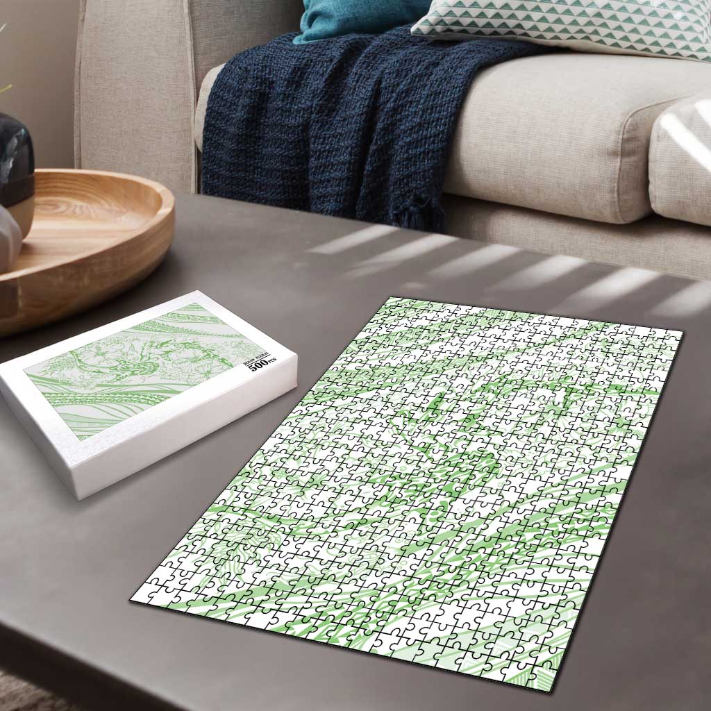 Sharks Couple Dreamy Polynesians Floral Sea Puzzle Emerald LT7 - Polynesian Pride