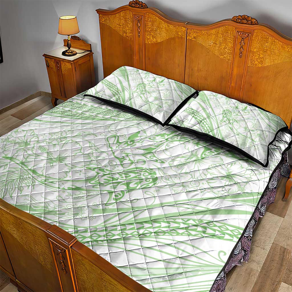 Sharks Couple Dreamy Polynesians Floral Sea Quilt Bed Set Emerald LT7 - Polynesian Pride
