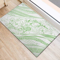 Sharks Couple Dreamy Polynesians Floral Sea Rubber Doormat Emerald LT7 - Polynesian Pride