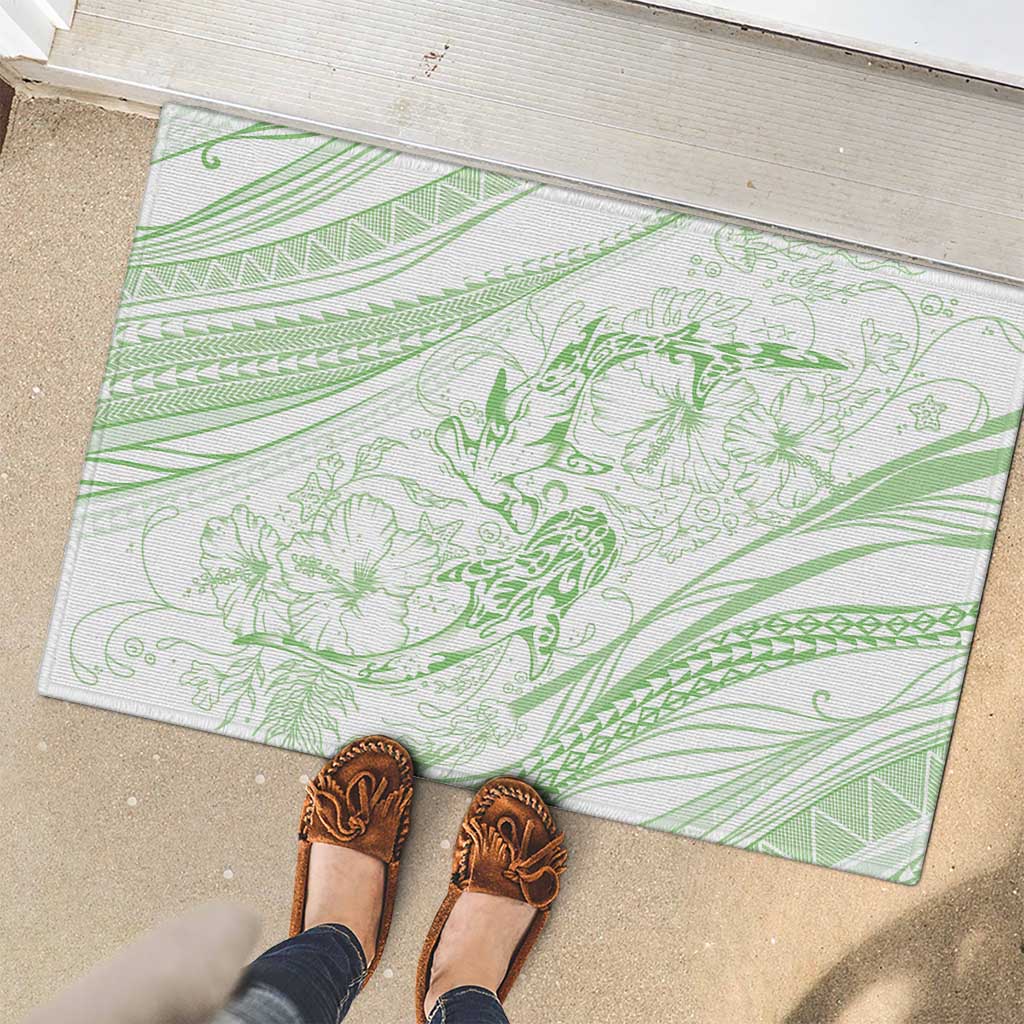 Sharks Couple Dreamy Polynesians Floral Sea Rubber Doormat Emerald LT7 - Polynesian Pride