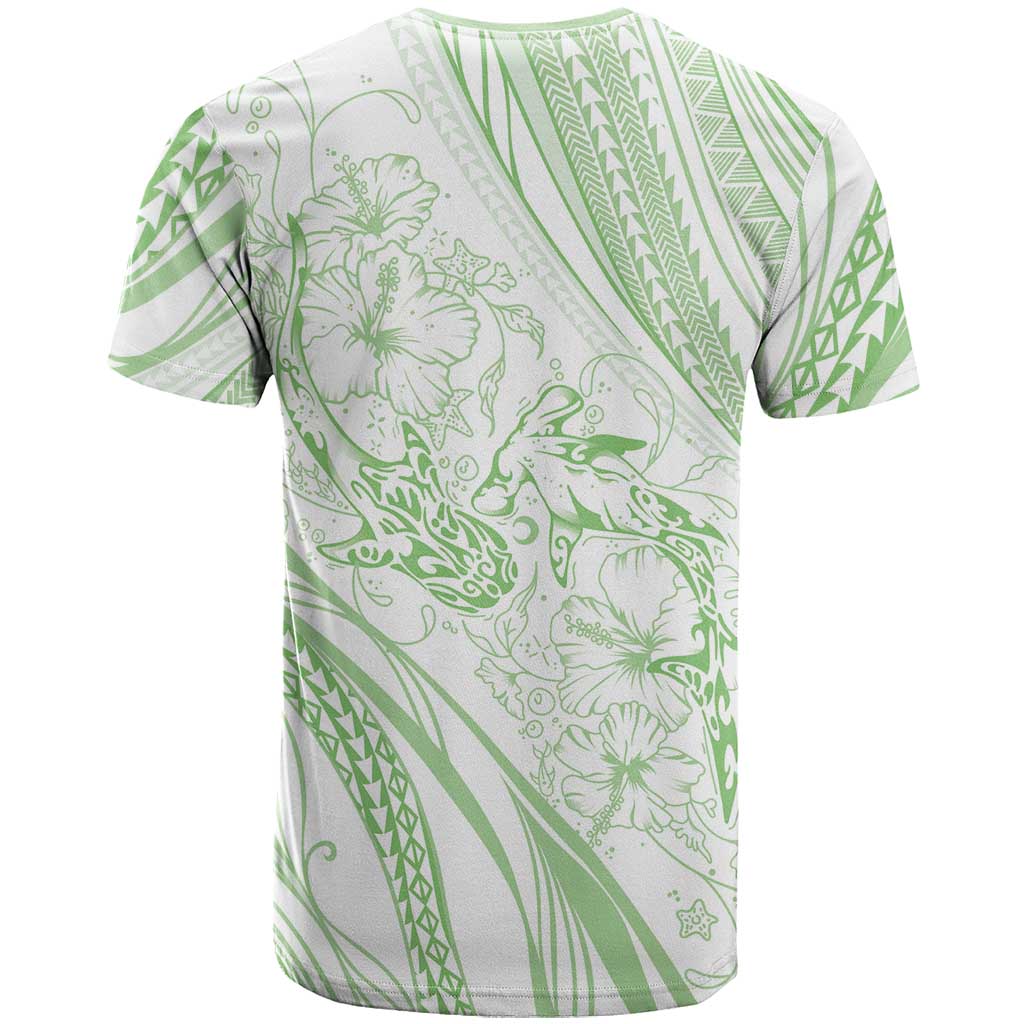 Sharks Couple Dreamy Polynesians Floral Sea T Shirt Emerald LT7 - Polynesian Pride