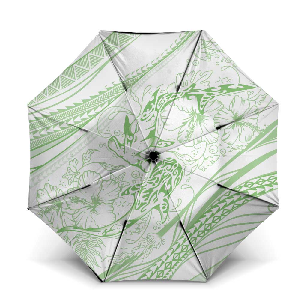 Sharks Couple Dreamy Polynesians Floral Sea Umbrella Emerald LT7 One Size Folded 11.42 inch Opened Diameter 37.4 inch Emerald - Polynesian Pride