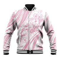 Sharks Couple Dreamy Polynesians Floral Sea Baseball Jacket Pink LT7 Unisex Pink - Polynesian Pride