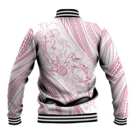 Sharks Couple Dreamy Polynesians Floral Sea Baseball Jacket Pink LT7 - Polynesian Pride