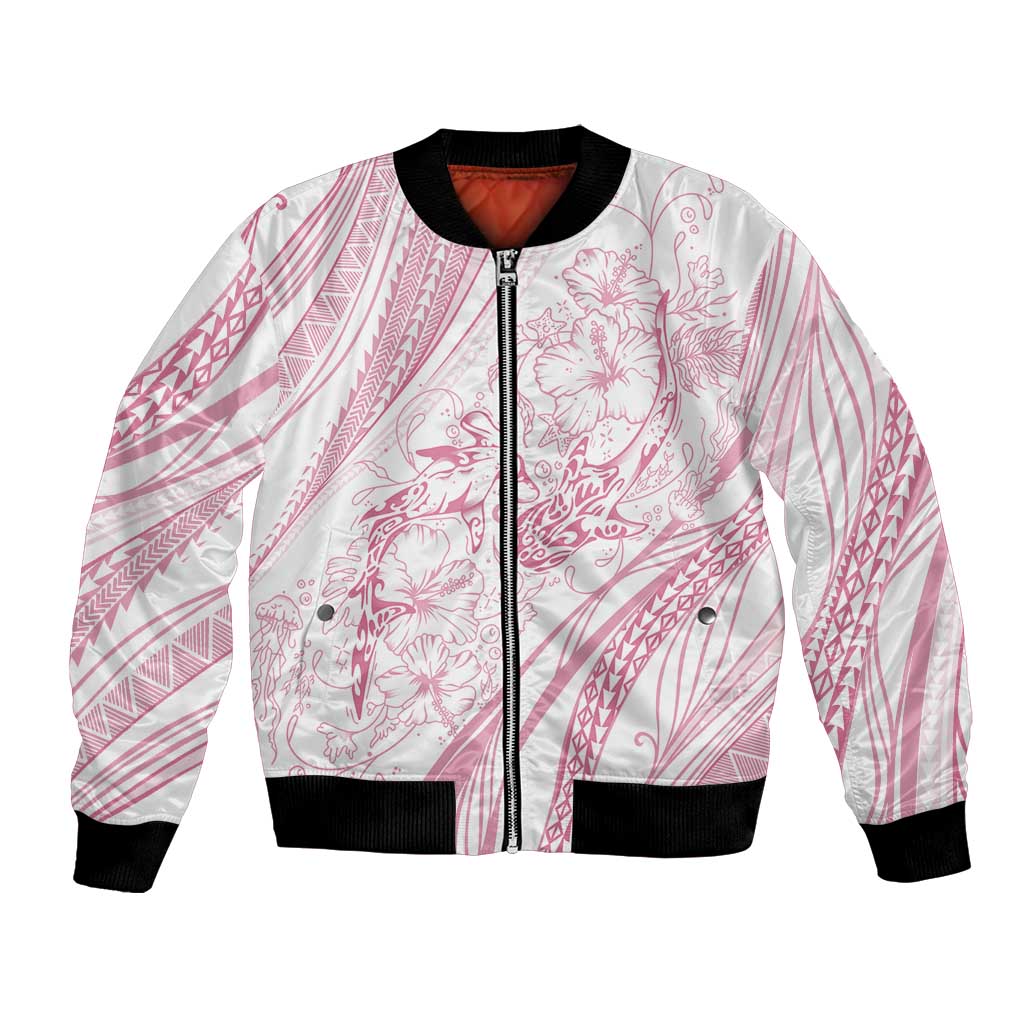 Sharks Couple Dreamy Polynesians Floral Sea Bomber Jacket Pink LT7 Unisex Pink - Polynesian Pride