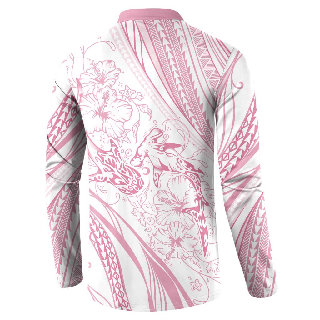 Sharks Couple Dreamy Polynesians Floral Sea Button Sweatshirt Pink LT7 - Polynesian Pride