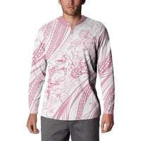 Sharks Couple Dreamy Polynesians Floral Sea Button Sweatshirt Pink LT7 - Polynesian Pride