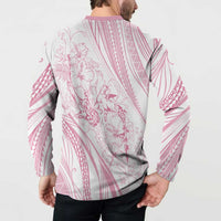 Sharks Couple Dreamy Polynesians Floral Sea Button Sweatshirt Pink LT7 - Polynesian Pride
