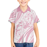 Sharks Couple Dreamy Polynesians Floral Sea Kid Hawaiian Shirt Pink LT7 Kid Pink - Polynesian Pride