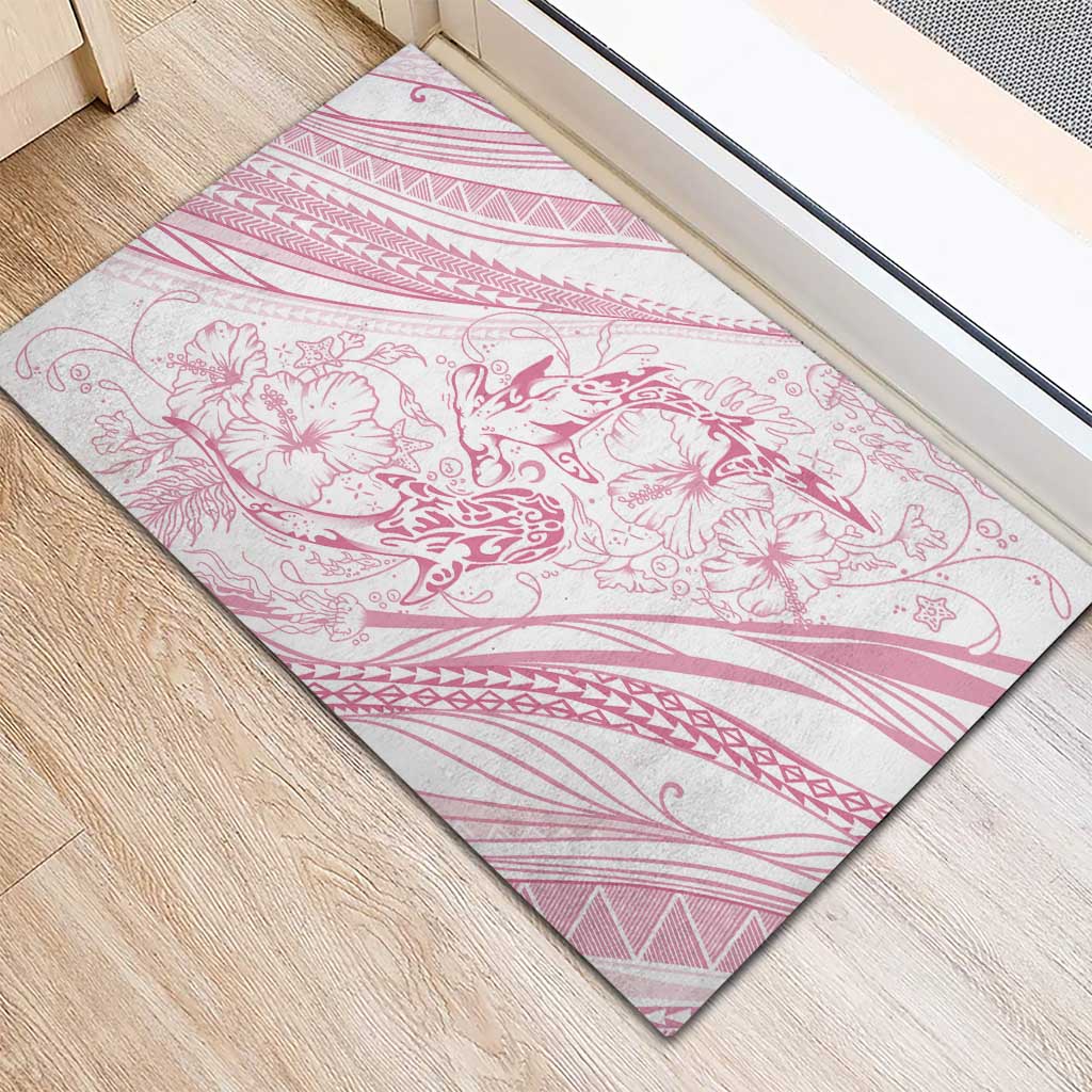 Sharks Couple Dreamy Polynesians Floral Sea Rubber Doormat Pink LT7 - Polynesian Pride