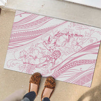 Sharks Couple Dreamy Polynesians Floral Sea Rubber Doormat Pink LT7 - Polynesian Pride