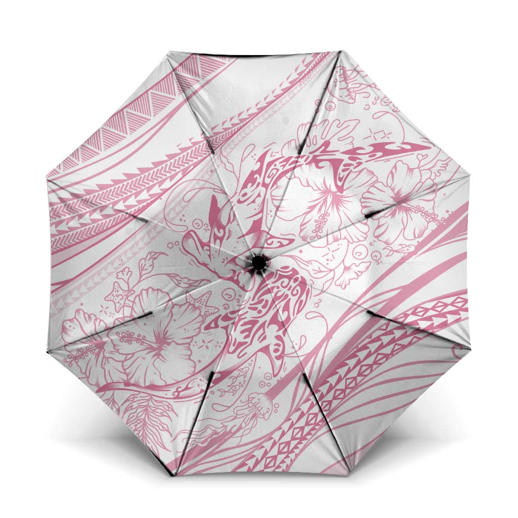 Sharks Couple Dreamy Polynesians Floral Sea Umbrella Pink LT7 One Size Folded 11.42 inch Opened Diameter 37.4 inch Pink - Polynesian Pride
