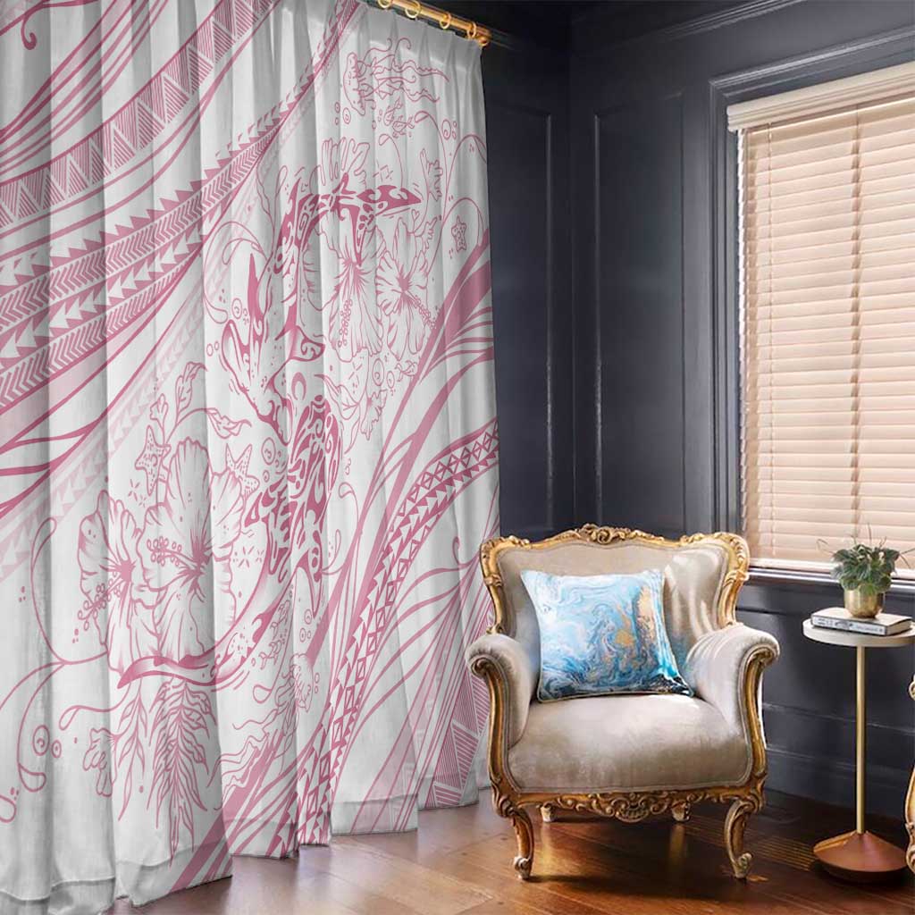 Sharks Couple Dreamy Polynesians Floral Sea Window Curtain Pink LT7 - Polynesian Pride