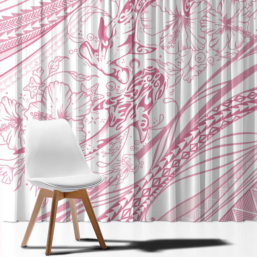 Sharks Couple Dreamy Polynesians Floral Sea Window Curtain Pink LT7 - Polynesian Pride