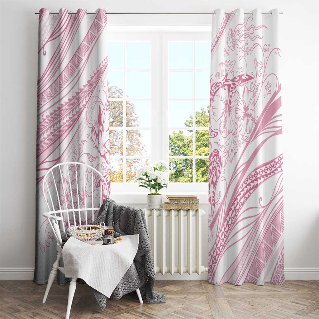 Sharks Couple Dreamy Polynesians Floral Sea Window Curtain Pink LT7 - Polynesian Pride