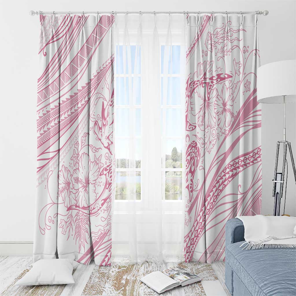 Sharks Couple Dreamy Polynesians Floral Sea Window Curtain Pink LT7 - Polynesian Pride