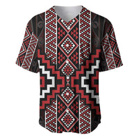 Red Tukutuku Pattern Aotearoa Baseball Jersey Niho Taniwha and Puhoro Motifs LT7 Red - Polynesian Pride