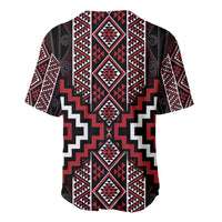 Red Tukutuku Pattern Aotearoa Baseball Jersey Niho Taniwha and Puhoro Motifs LT7 - Polynesian Pride