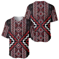 Red Tukutuku Pattern Aotearoa Baseball Jersey Niho Taniwha and Puhoro Motifs LT7 - Polynesian Pride
