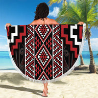 Red Tukutuku Pattern Aotearoa Beach Blanket Niho Taniwha and Puhoro Motifs LT7 - Polynesian Pride